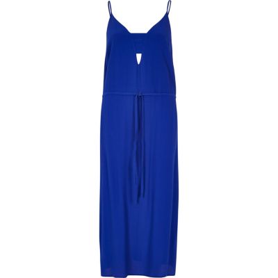 Bright blue midi slip dress
